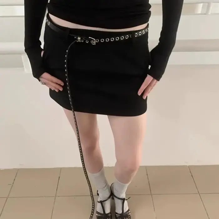 Ceinture de taille en cuir PU avec œillets à rivets