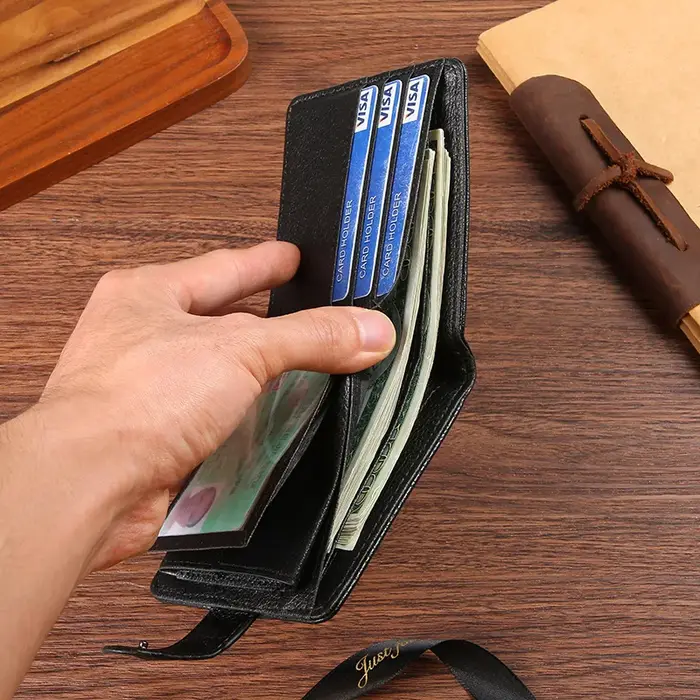 Portefeuille Vintage pour hommes en cuir à loquet court homme portefeuilles décontracté Durable pochette à monnaie mâle mince Photo porte-carte d'identité sac à main pince à billets