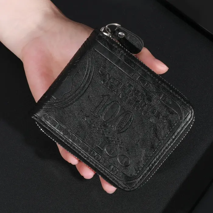 Portefeuille en cuir pour hommes à la mode avec un dollar américain – Espace et élégant avec porte-c
