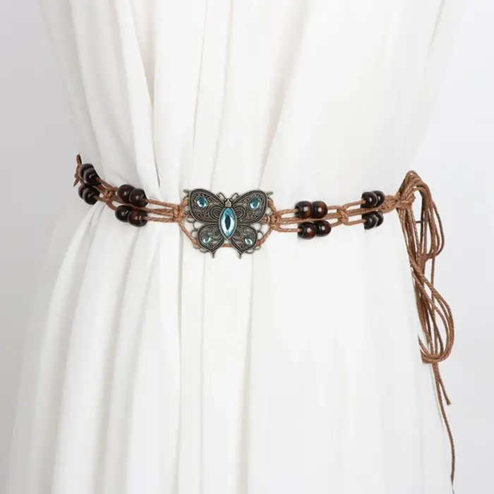 JOBoho-Ceinture tressée à pampilles tissées pour femmes, ceinture à nœud décoré, ceinture à la taille pour filles, ceintures en ULfine, accessoires vestisens