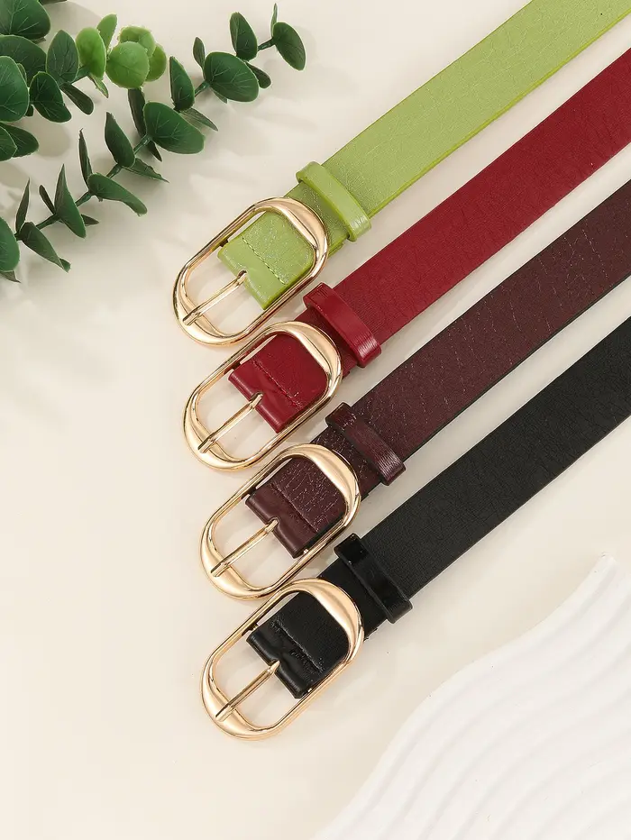 Ceinture à boucle en métal doré pour femme
