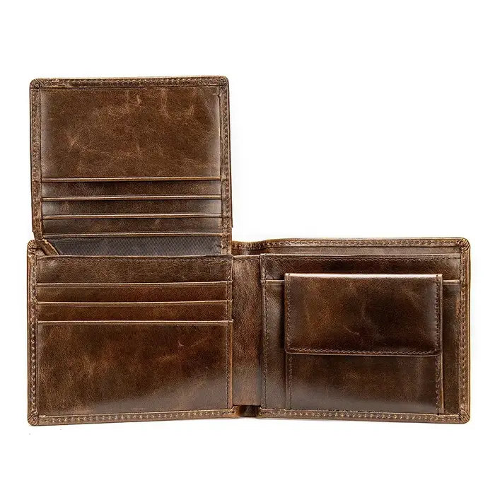 Portefeuille en cuir véritable pour hommes avec poche pour pièces de monnaie porte-monnaie antivol