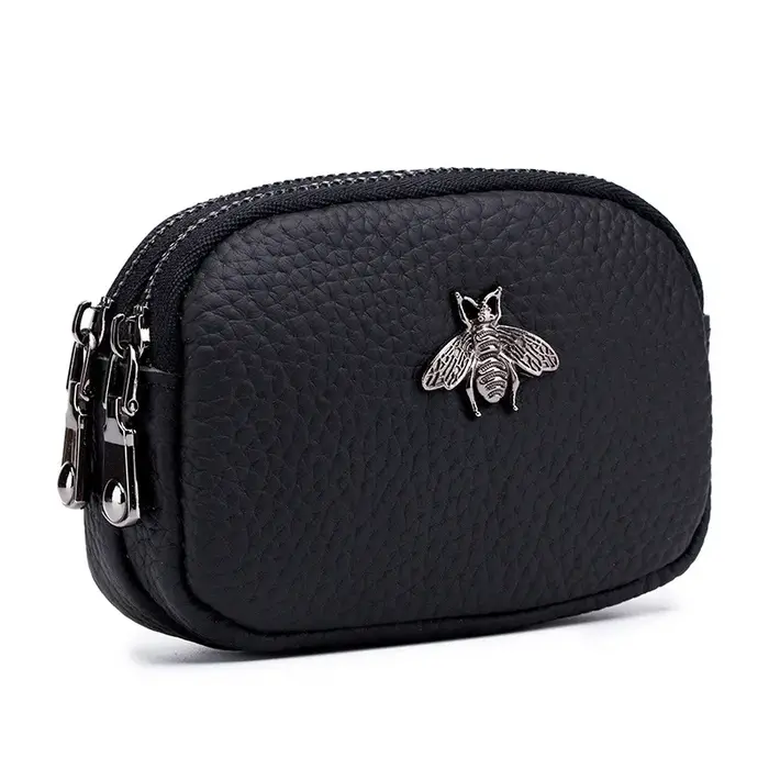 CICICUFF femmes porte-monnaie en cuir véritable femme Double fermeture éclair organisateur de voyage Mini pochette