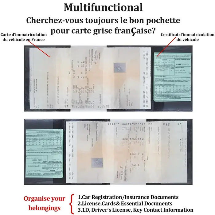 Porte-cartes gris à 4 volets en simili cuir