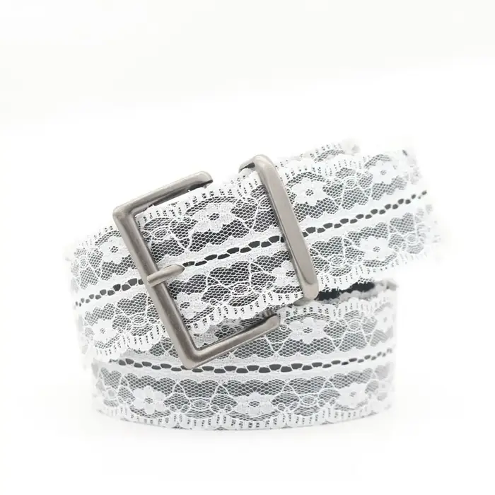 Belle ceinture de taille en dentelle en cuir blanc à fleurs