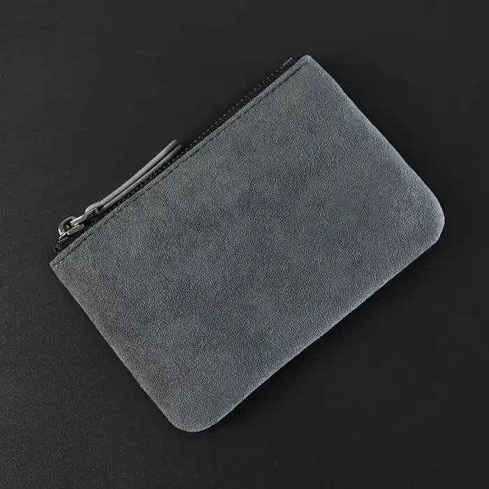 Mini Portefeuille en Cuir Simple et Portable Petit Porte-Monnaie à Fermeture Éclair Rétro pour Hommes et Femmes Porte-Cartes de Crédit Fin