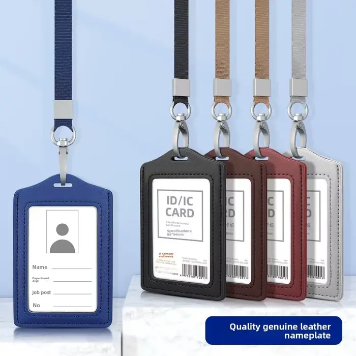 Porte-cartes en cuir avec cordon