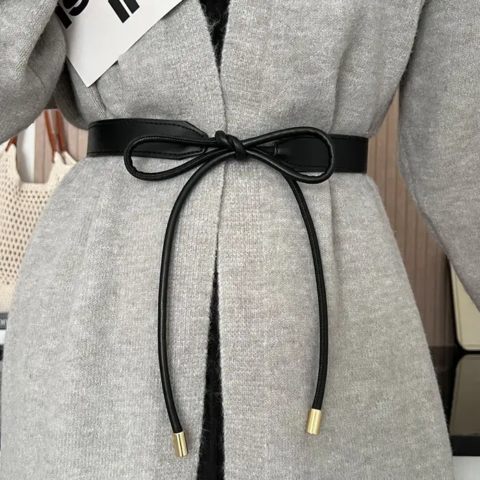 RICYGVM – ceinture fine en cuir nouée pour femmes coréennes, mode Simple, pull, manteau, ceinture décorative, bretelles de taille