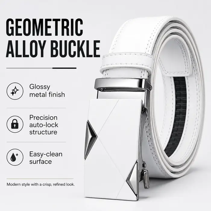Ceinture en cuir PU blanc pour homme