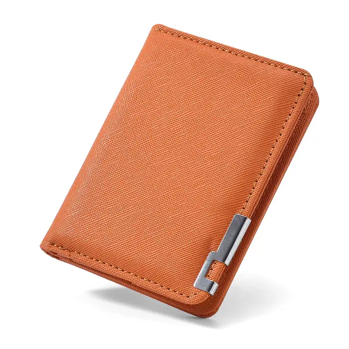 Portefeuille mince de style business en simili cuir noir avec plusieurs emplacements pour cartes de