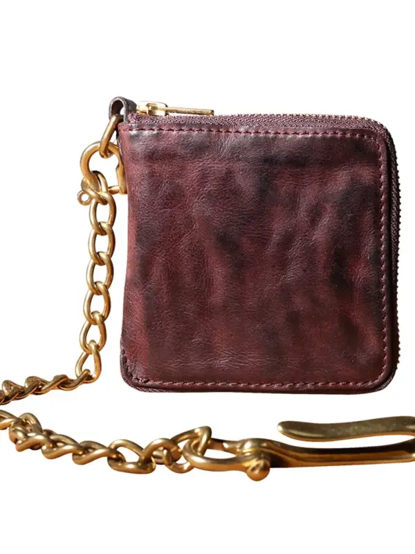 Portefeuille à chaîne en cuir de vache pour hommes
