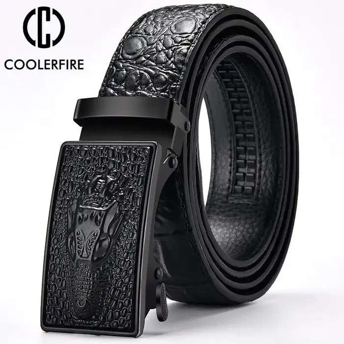 Ceinture en cuir véritable pour hommes, qualité supérieure, marque célèbre de luxe, boucle automatique, motif Crocodile, sangle ZD2137