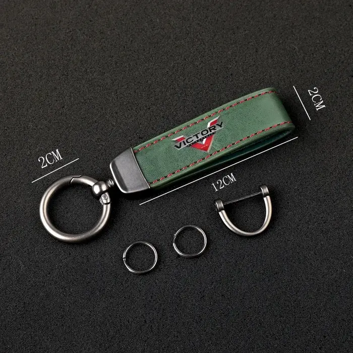 Porte-clés en forme de fer à cheval en cuir vintage imprimé HD pour accessoires moto VICTORY