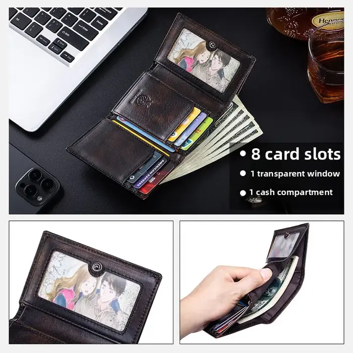 Portefeuille en cuir Sileiden RFID antivol pour homme