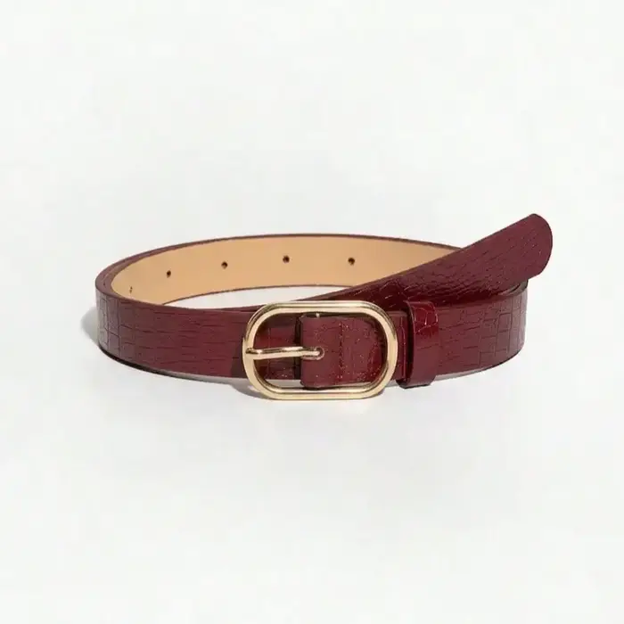 Ceinture vintage gaufrée rouge vin pour femme, 1 pièce, ceinture polyvalente pour les trajets quotid