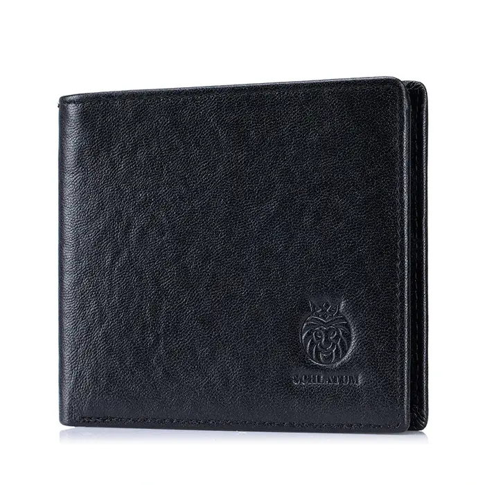 Portefeuille en cuir véritable pour hommes 9 cartes portefeuille pour hommes à deux volets blocage R