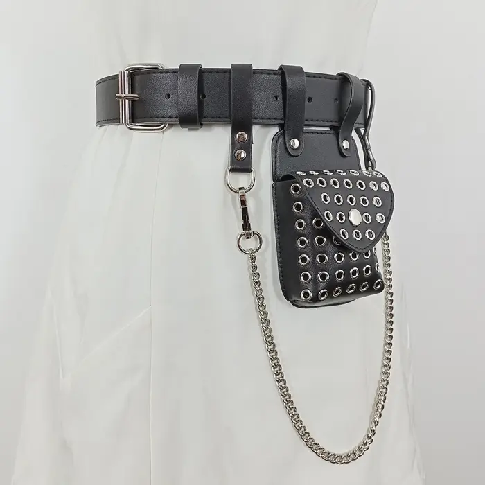 Mode Mini porte-monnaie multi-fonctionnel en cuir PU portefeuille argent ceinture sac Rivet petit multi-carte pochette pour femmes porte-carte