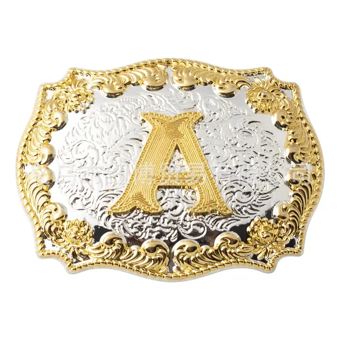 Ceinture avec Lettres Sculptées Dorées, Matériaux en Alliage ABCD à Z, Largeur 3.8cm