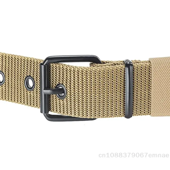 Ceinture en cuir à boucle ardillon en toile poreuse pour homme