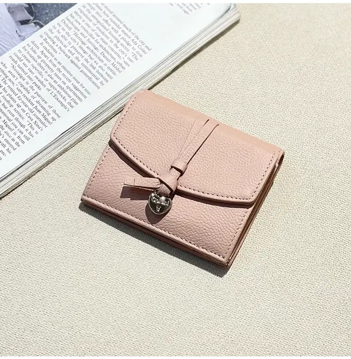Portefeuille en cuir véritable pour femme, personnalisé avec nom, élégant, porte-monnaie et cartes,
