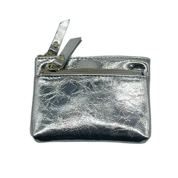 Porte-monnaie en cuir portable à double fermeture éclair