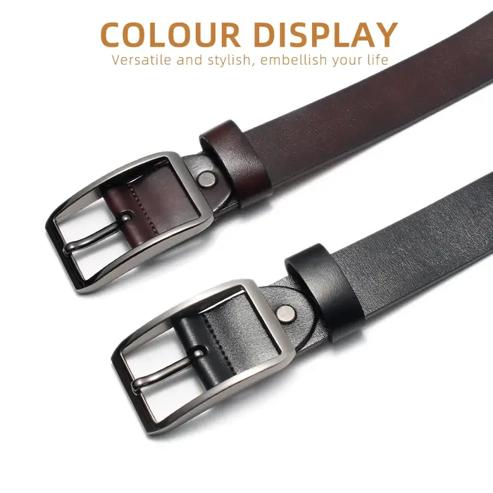 LAMBRUSSO Ceinture en cuir véritable de haute qualité pour hommes