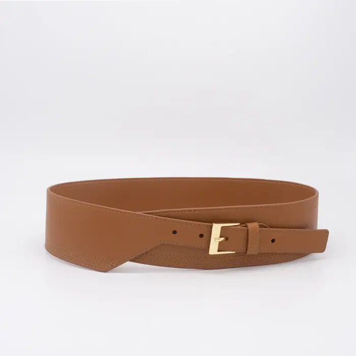 Ceinture large rayée en cuir de vache pour femmes, couverture de taille, nouvelle collection