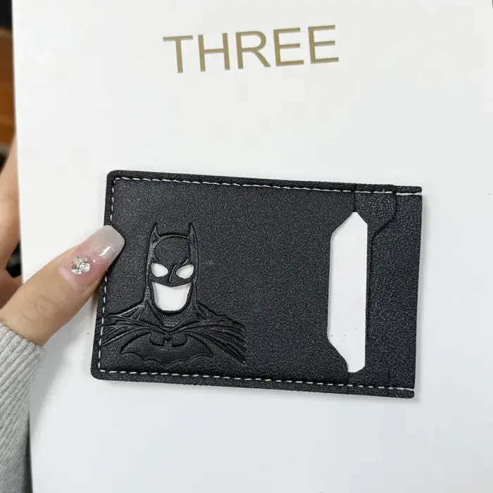 Porte-carte d'identité en cuir personnalisé, design masque de super-héros, portefeuille de voyage, i