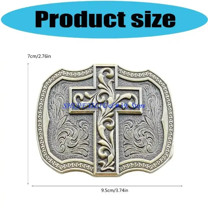 Boucle ceinture avec symbole croix intemporelle E21F, fabriquée en alliages rétro pour une garde-robe moderne