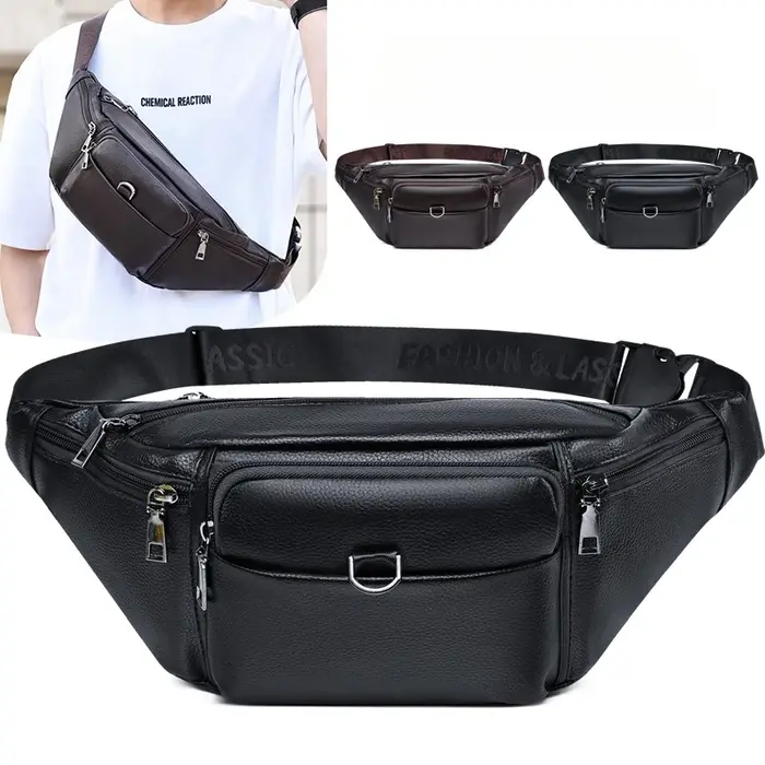 Sac de taille en cuir pour hommes