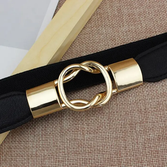 Ceinture élastique pour femmes, ceinture de taille fine avec boucle en métal