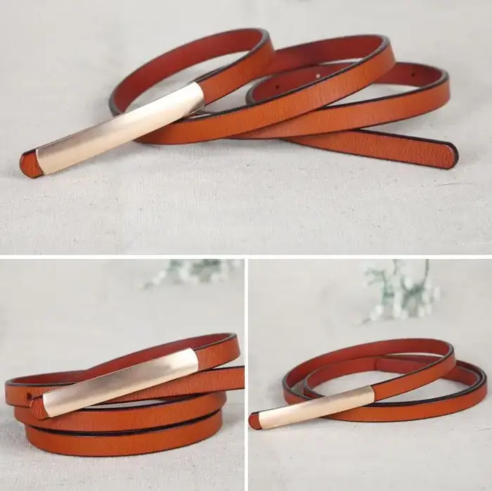 Ceintures noires en or pour femmes, boucle en métal, étroit, cuir véritable, pour femmes, marque de luxe, styliste