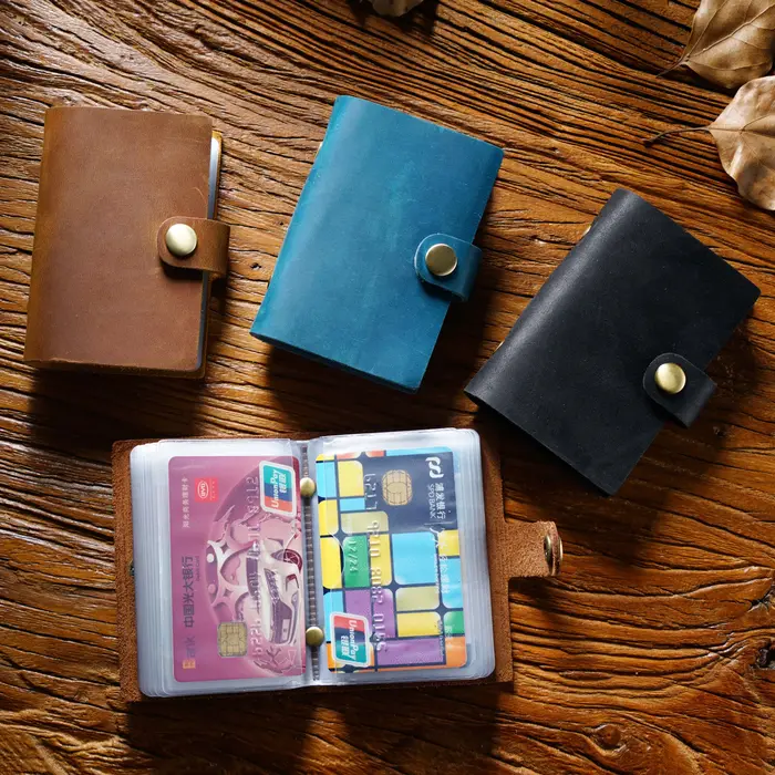 Aiguo Niu Portefeuille porte-cartes multi-cartes en cuir de qualité supérieure fait à la main pour femme