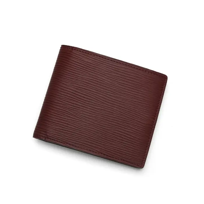 Hiram Beron – portefeuille à deux volets pour hommes, nom personnalisé, Style robe en cuir EPI, prod