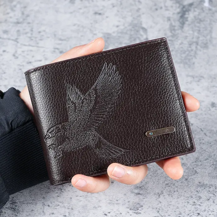 Portefeuille court en cuir souple pour hommes