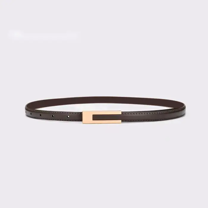Ceinture en cuir véritable pour femme, ceinture de taille en cuir de vachette tendance avec boucle lisse, ceinture décorative polyvalente pour tenues décontractées et formelles