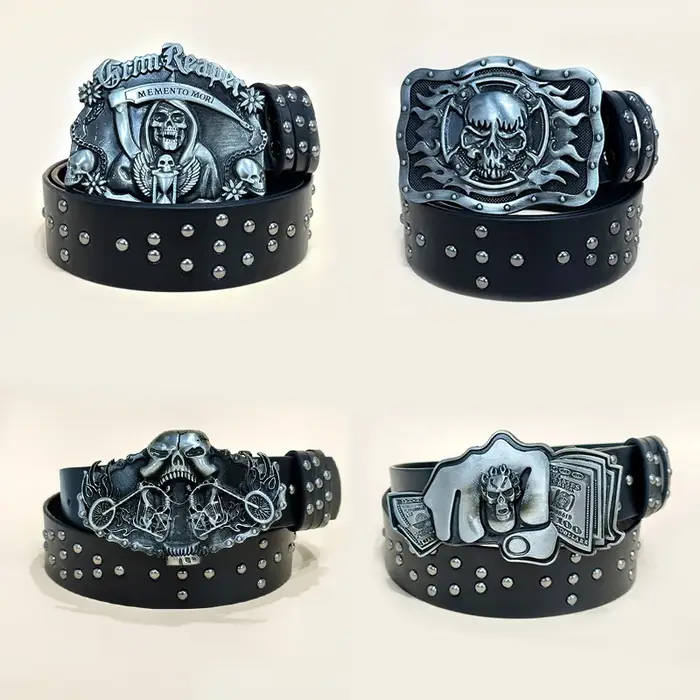 16.8 Grim Reaper – ceinture en cuir Pu pour hommes et femmes