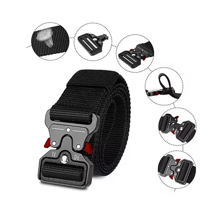 Ceinture tactique 1 pièce pour hommes ; ceinture à boucle à dégagement rapide pour sports de plein a
