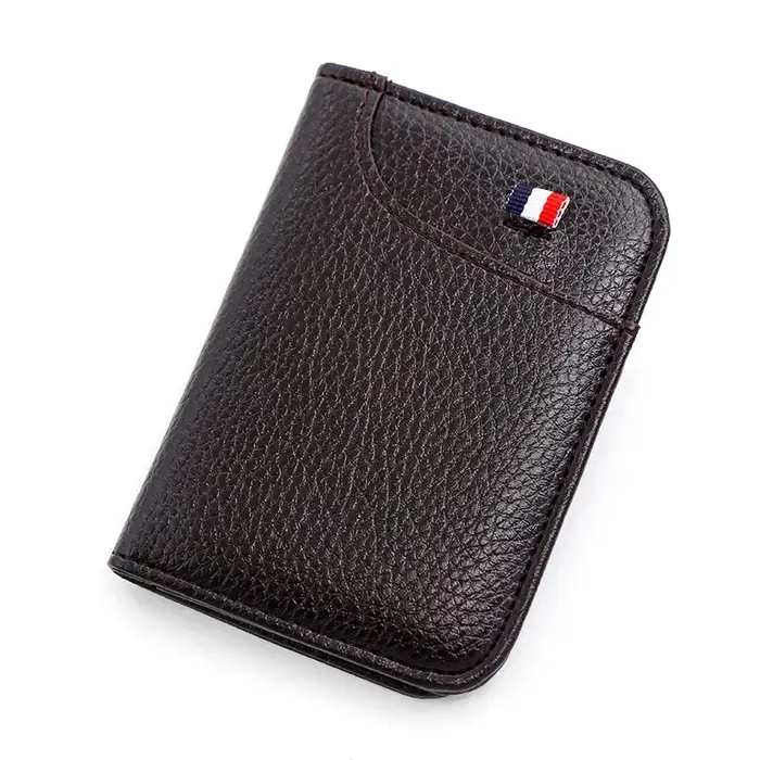 Portefeuille Homme Court en Cuir Souple, Porte-Cartes Fin et Tendance, Multi-cartes, pour Affaires, 