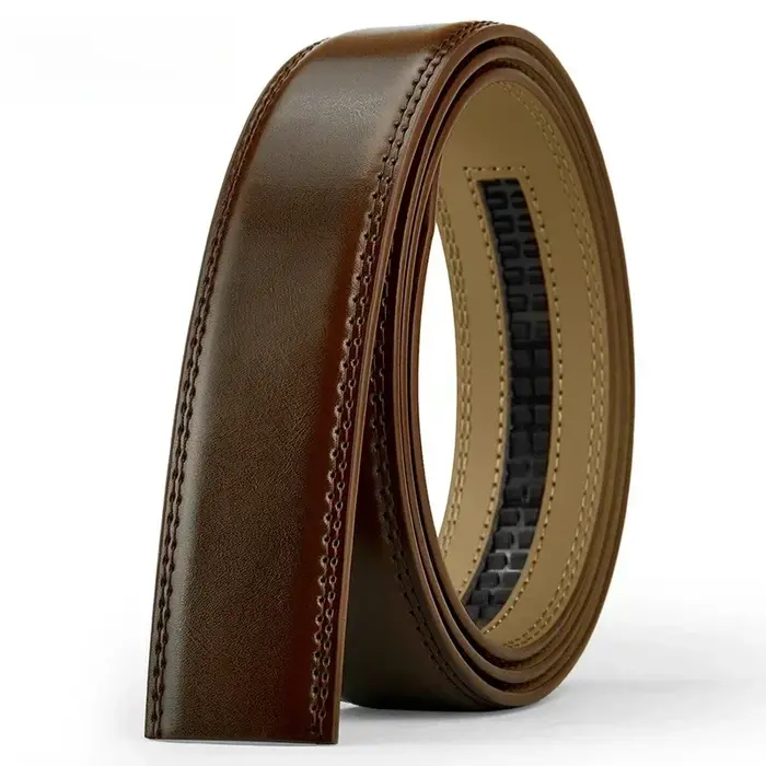 Ceinture sans boucle en cuir véritable pour hommes - 3