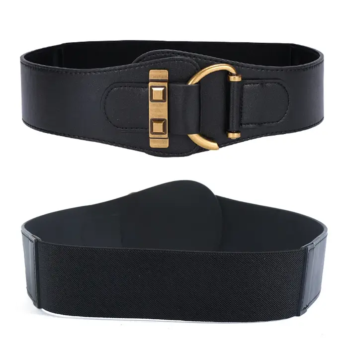 Ceinture Corset artificiel astique Noire pour Femme