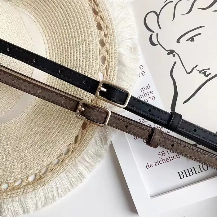 Ceinture rétro française en cuir PU pour femmes