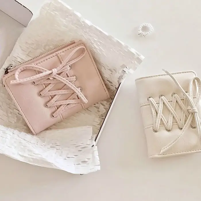 Portefeuille ultra fin à lacets pour femmes