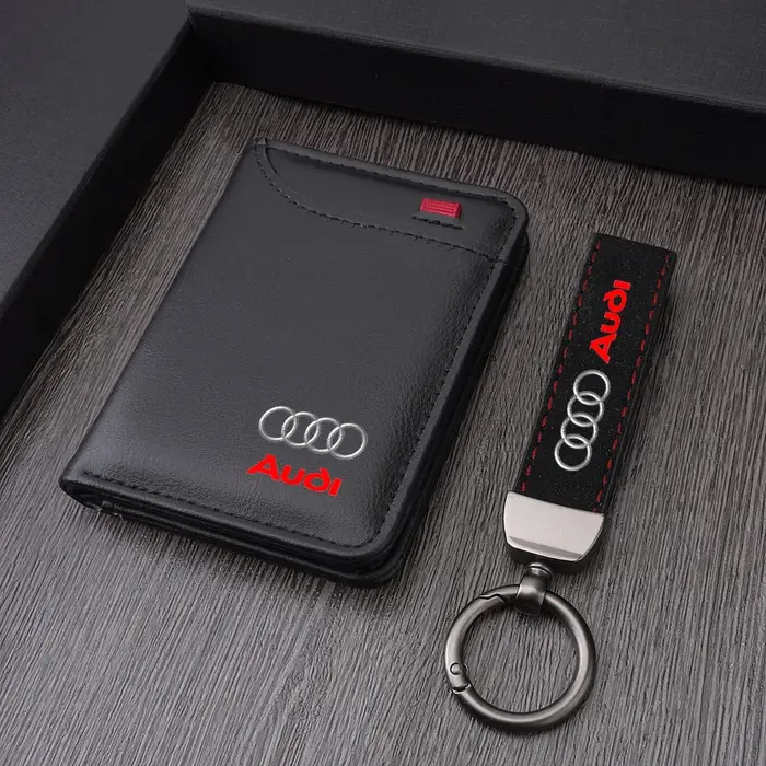 Portefeuille en cuir pour hommes avec logo de voiture