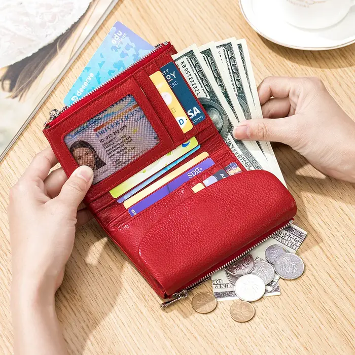 Porte-monnaie en cuir de vache véritable