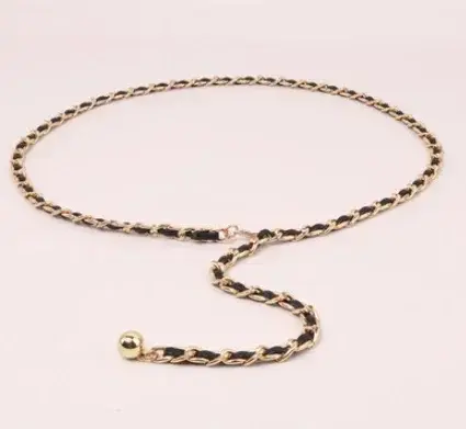 Femmes ceinture dames mince ceinture robe jupe chaîne ceinture de luxe dîner fête métal femme chaîne