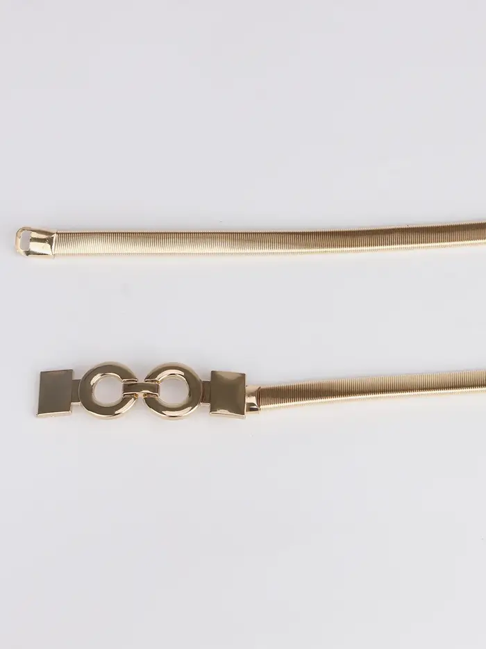 Ceintures élastiques en métal doré à huit caractères pour filles et dames