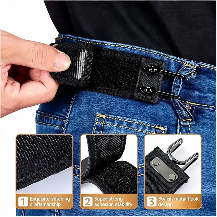 Ceinture extensible à crochet en métal unisexe fonctionnelle réglable ceinture élastique confortable