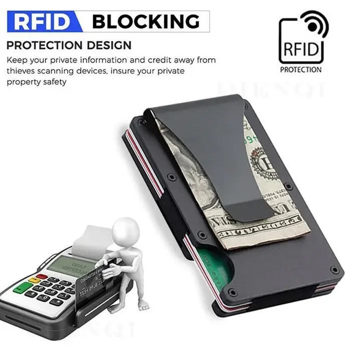 Portefeuille minimaliste mince avec blocage RFID pour hommes