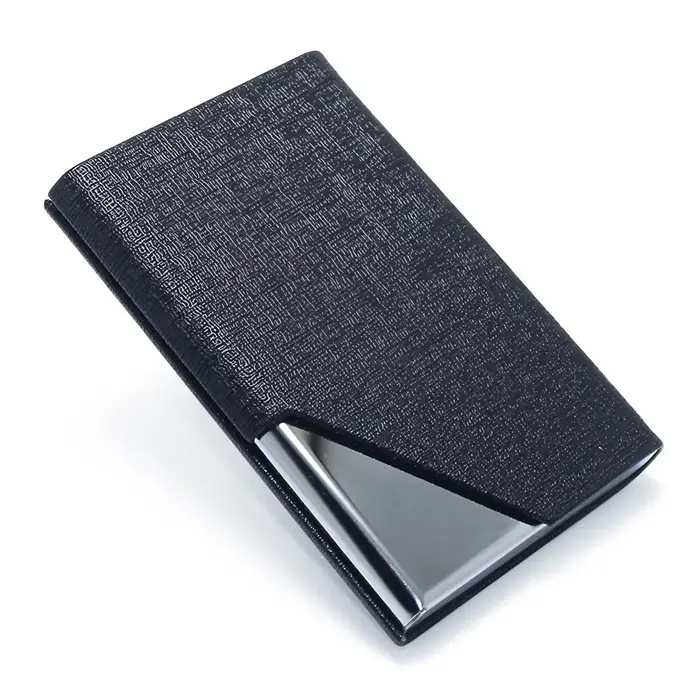 Porte-cartes de visite en métal – Étui à cartes en acier inoxydable en cuir PU imperméable pour hommes et femmes